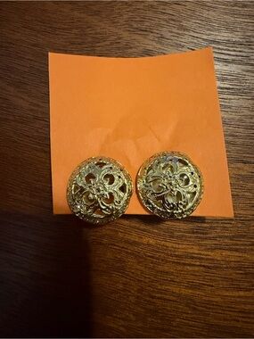 Gold Filigree Round Statement Earrings - Women Jewelry